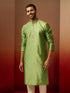 Vastramay Men Green Silk Anmol Jacquard Kurta